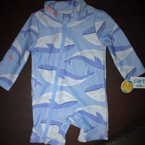Carter's Blue Whale Print Baby Swimsuit